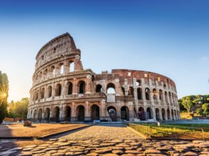rome bioparco zoo. A picture of Colosseum from afar